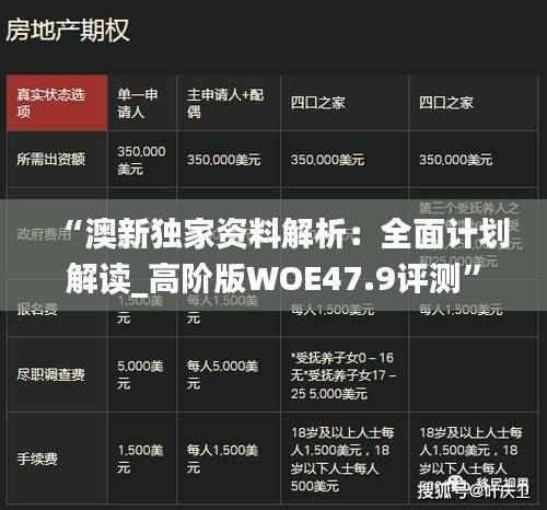 “澳新独家资料解析:全面计划解读_高阶版WOE47.9评测”