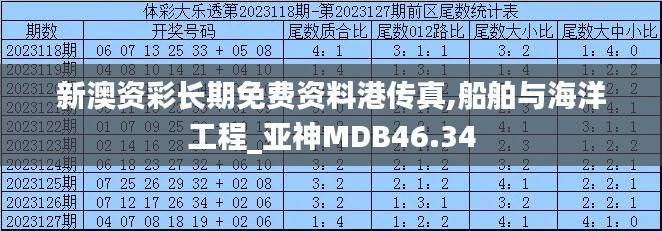 新澳资彩长期免费资料港传真,船舶与海洋工程_亚神MDB46.34