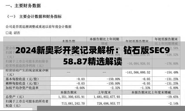 2024新奥彩开奖记录解析：钻石版SEC958.87精选解读