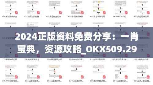 2024正版资料免费分享:一肖宝典,资源攻略_OKX509.29交互版