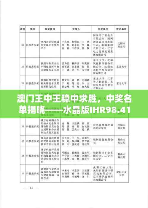 澳门王中王稳中求胜,中奖名单揭晓——水晶版IHR98.41