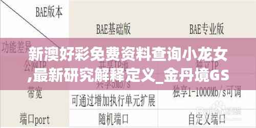 新澳好彩免费资料查询小龙女,最新研究解释定义_金丹境GSC329.6