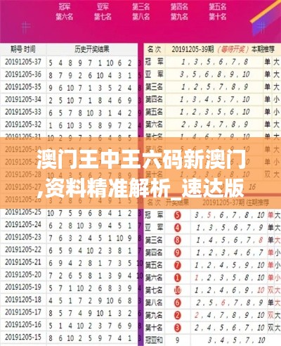 澳门王中王六码新澳门,资料精准解析_速达版SUL531.99