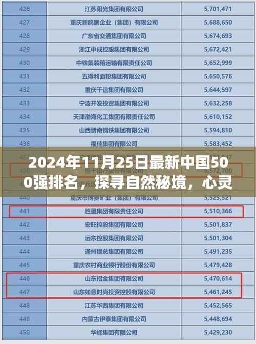 探寻自然秘境的心灵之旅,揭秘中国500强背后的美景召唤,最新排名出炉(2024年)
