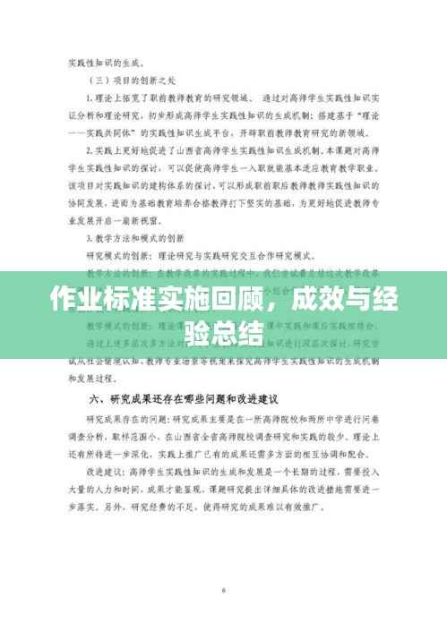 作业标准实施回顾,成效与经验总结