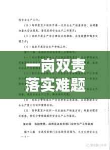 一岗双责落实难题解析,挑战与应对策略